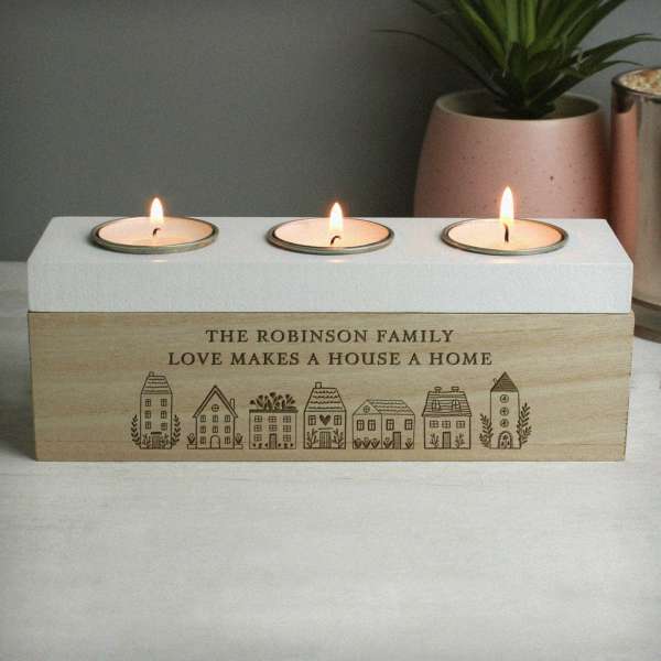 Modal Additional Images for Personalised HOME Triple Tea Light Box