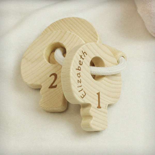 Modal Additional Images for Personalised Name Only Wooden Baby Keys