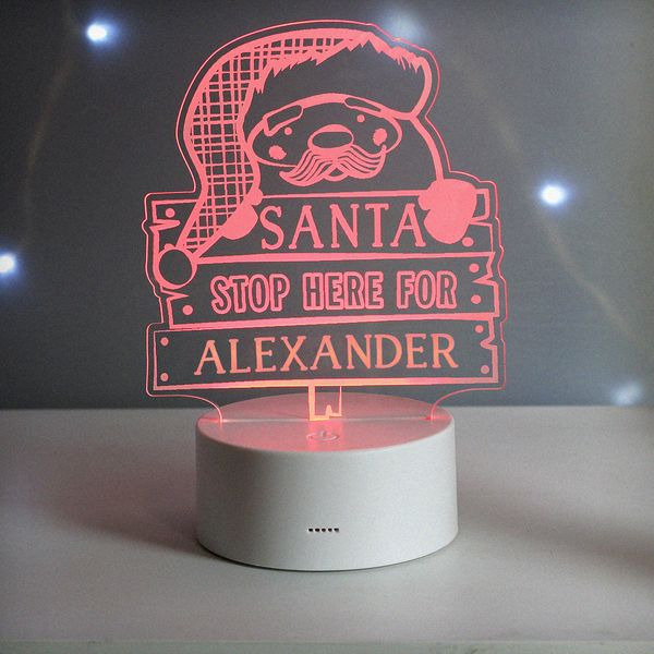 (image for) Personalised Santa Stop Here LED Colour Changing Night Light - Click Image to Close