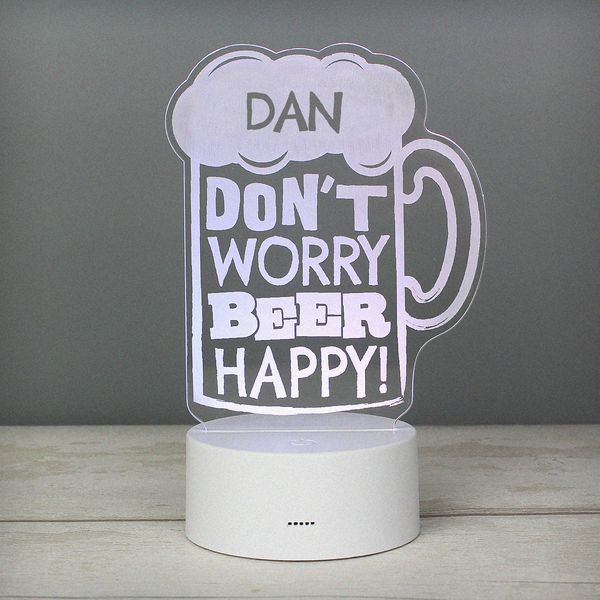 (image for) Personalised "Beer Happy" LED Colour Changing Light - Click Image to Close