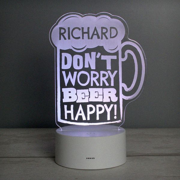 (image for) Personalised "Beer Happy" LED Colour Changing Light - Click Image to Close