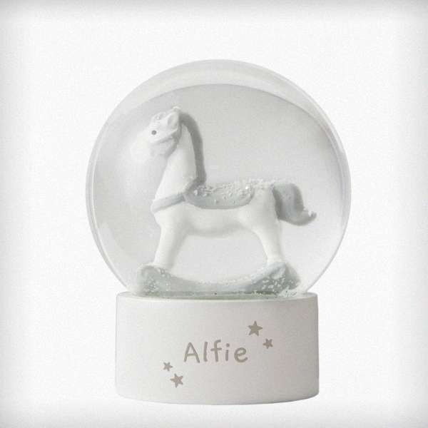Modal Additional Images for Personalised Name Only Rocking Horse Glitter Snow Globe