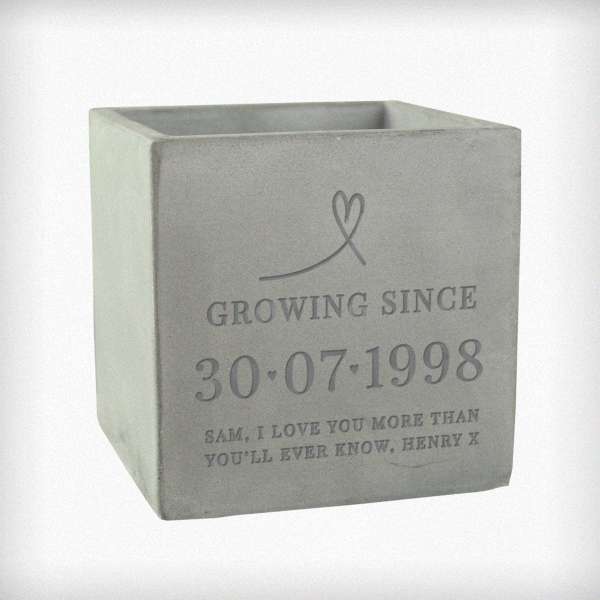 Modal Additional Images for Personalised Large Date Concrete Plant Pot