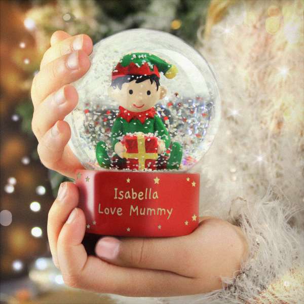 (image for) Personalised Message Elf Glitter Snow Globe - Click Image to Close