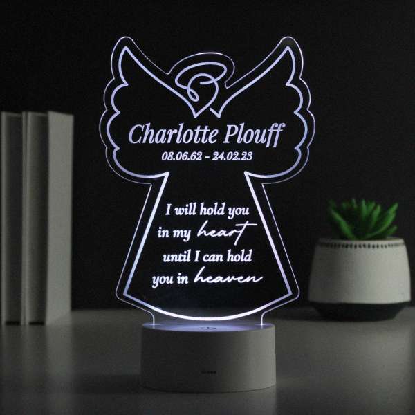 (image for) Personalised Angel Memorial Verse Colour Changing LED Light - Click Image to Close