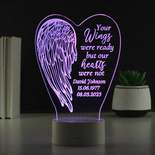Modal Additional Images for Personalised Angel Wings Memorial Colour Changing LED Light