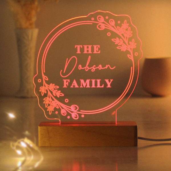 Modal Additional Images for Personalised Floral Wooden Based LED Light