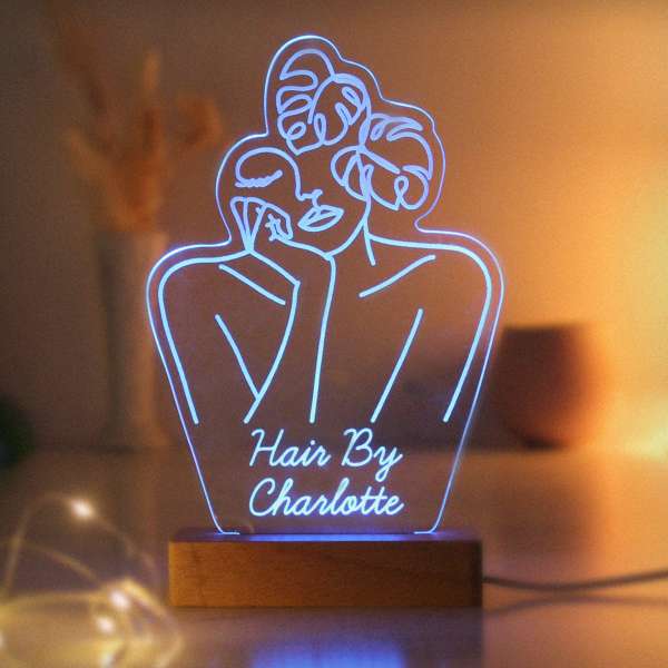 Modal Additional Images for Personalised Fleur Line Art Wooden Based LED Light