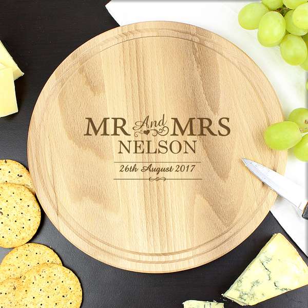 (image for) Personalised Mr & Mrs Round Chopping Board