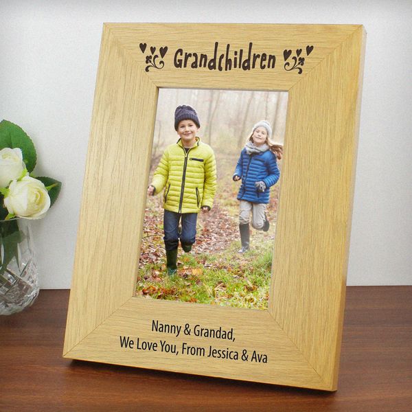 Modal Additional Images for Personalised Grandchildren 6x4 Wooden Photo Frame