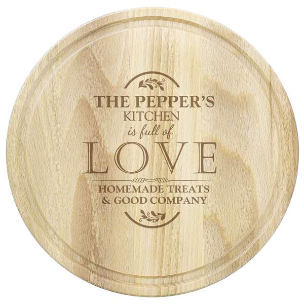 Modal Additional Images for Personalised Full of Love Large Round Chopping Board