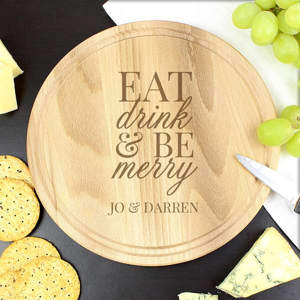 Modal Additional Images for Personalised Eat Drink & Be Merry Round Chopping Board