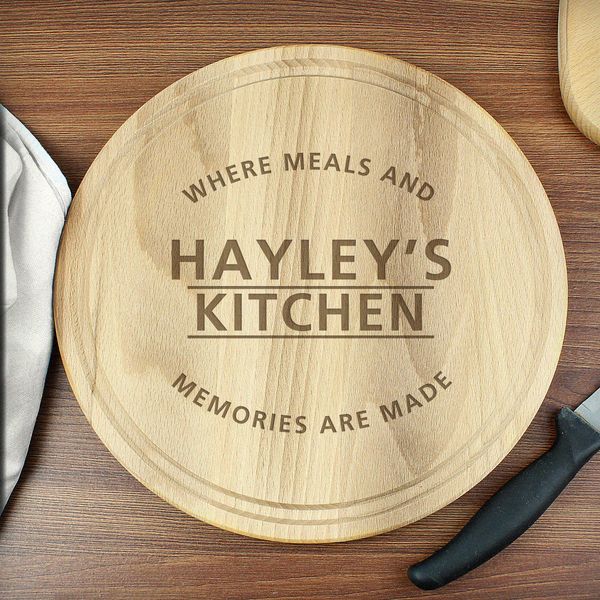 Modal Additional Images for Personalised 'Meals and Memories' Round Chopping Board