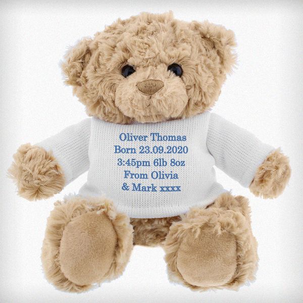 (image for) Personalised Blue Teddy Message Bear - Click Image to Close
