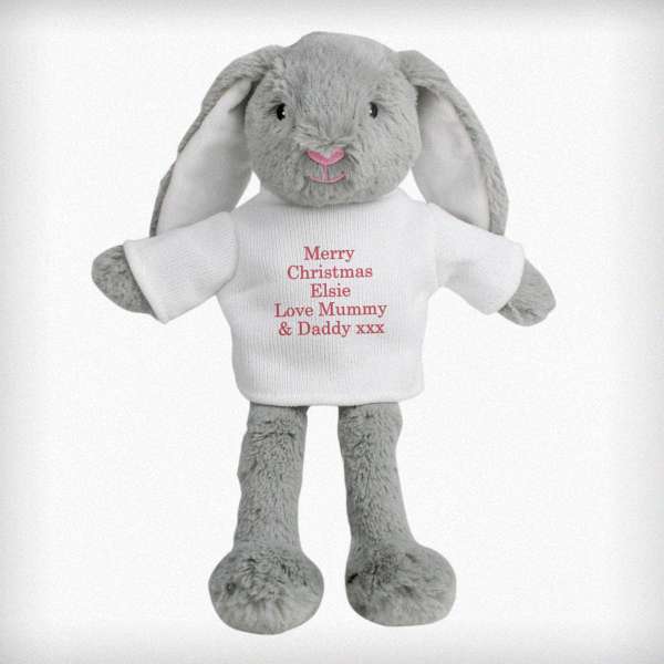 (image for) Personalised Christmas Bunny Rabbit Soft Toy In Red Jumper - Click Image to Close