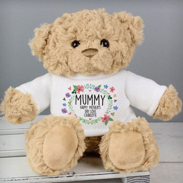 (image for) Personalised Floral Teddy Bear - Click Image to Close