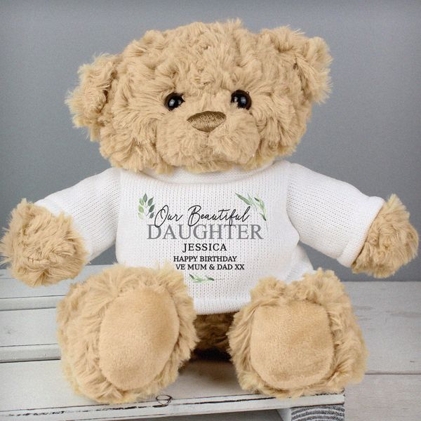 Modal Additional Images for Personalised Geometric Leaf Teddy Bear
