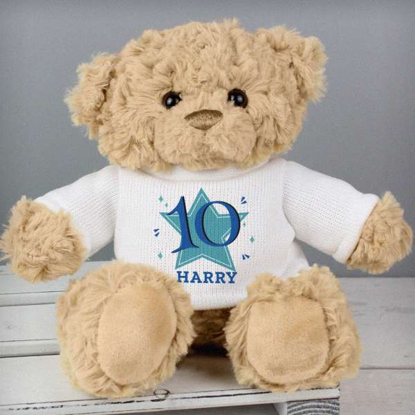 (image for) Personalised Blue Big Age Teddy Bear - Click Image to Close