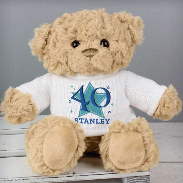 (image for) Personalised Blue Big Age Teddy Bear - Click Image to Close