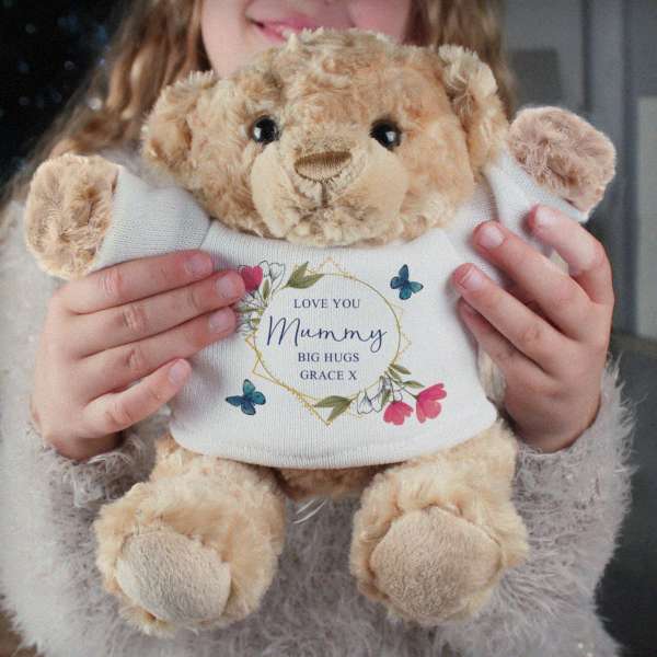 Modal Additional Images for Personalised Geometric Floral Teddy Bear
