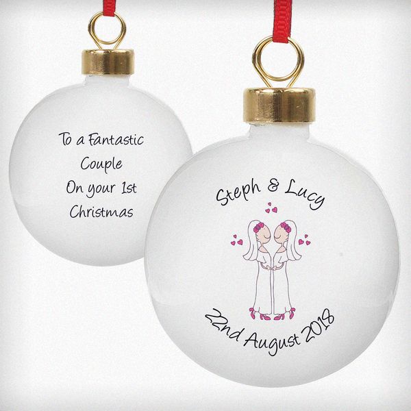 (image for) Personalised Female Wedding & Civil Partnership Bauble - Click Image to Close