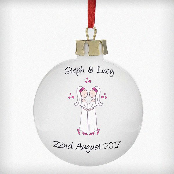 (image for) Personalised Female Wedding & Civil Partnership Bauble - Click Image to Close