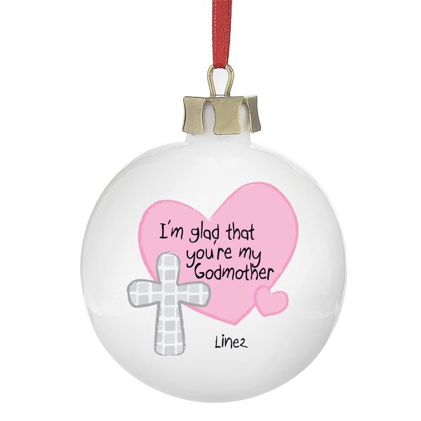 Modal Additional Images for Personalised Godmother Bauble Pink