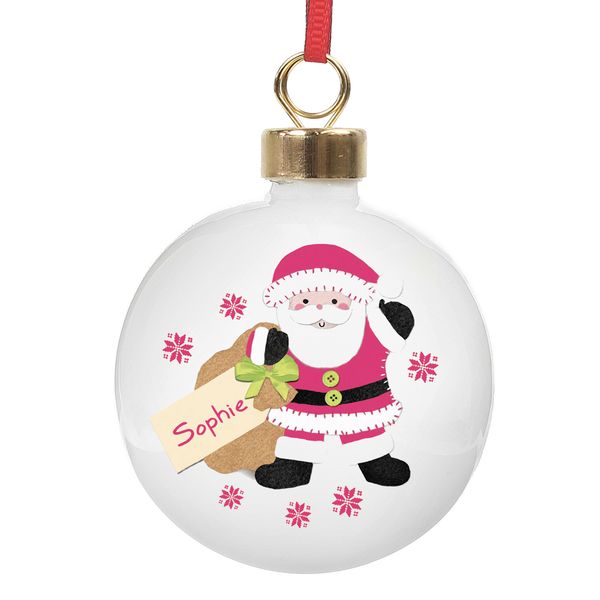 (image for) Personalised Felt Stitch Santa Bauble - Click Image to Close