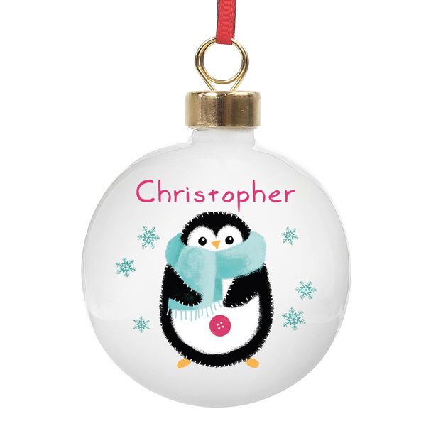 (image for) Personalised Felt Stitch Penguin Bauble - Click Image to Close
