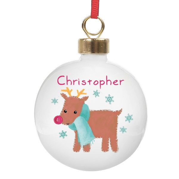 (image for) Personalised Felt Stitch Reindeer Bauble - Click Image to Close