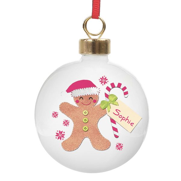 Modal Additional Images for Personalised Felt Stitch Gingerbread Man Bauble