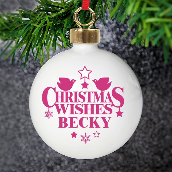 (image for) Personalised Christmas Wishes Bauble - Click Image to Close