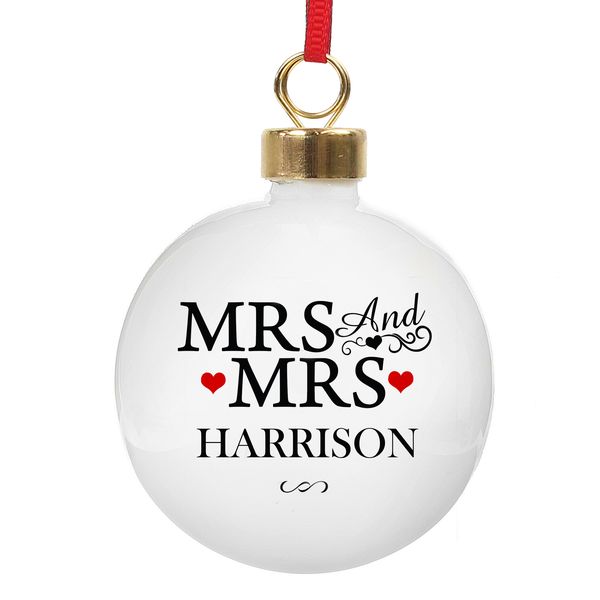 Modal Additional Images for Personalised Mrs & Mrs Bauble