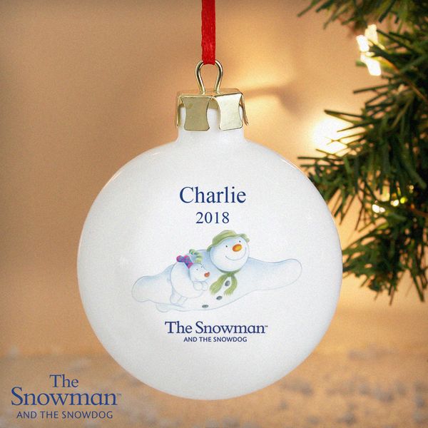 (image for) Personalised The Snowman and the Snowdog Flying Bauble
