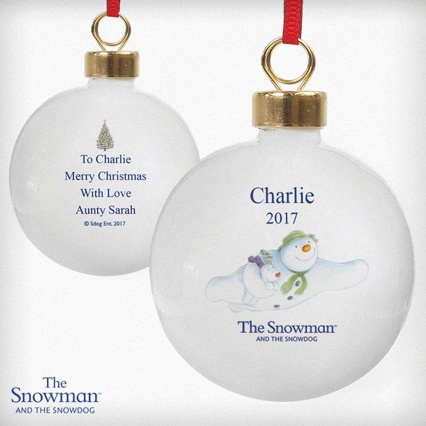 Modal Additional Images for Personalised The Snowman and the Snowdog Flying Bauble