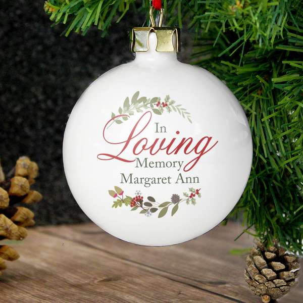 (image for) Personalised In Loving Memory Wreath Bauble - Click Image to Close