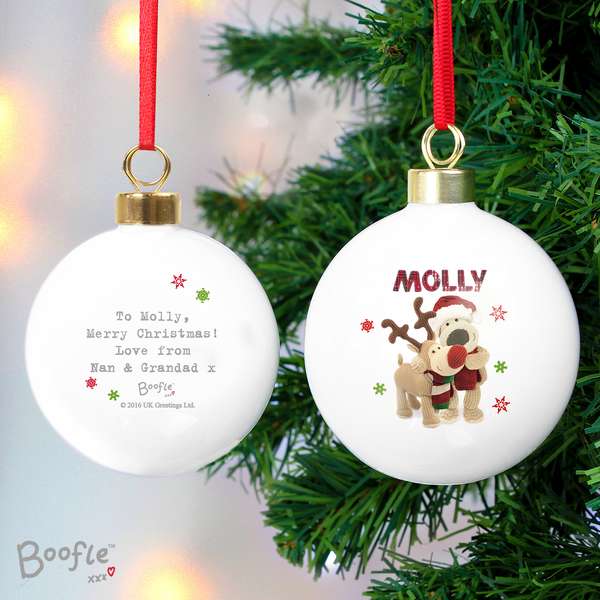 (image for) Personalised Boofle Christmas Reindeer Bauble - Click Image to Close