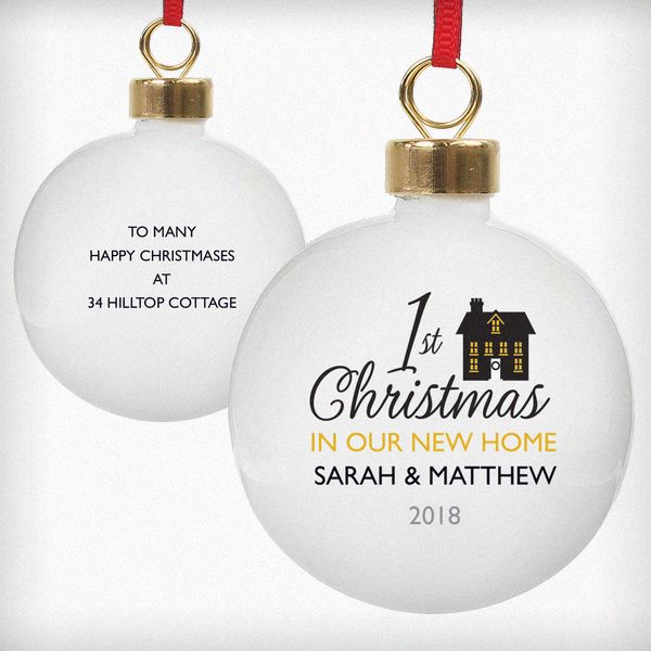 (image for) Personalised 1st Christmas in Our New Home Bauble - Click Image to Close