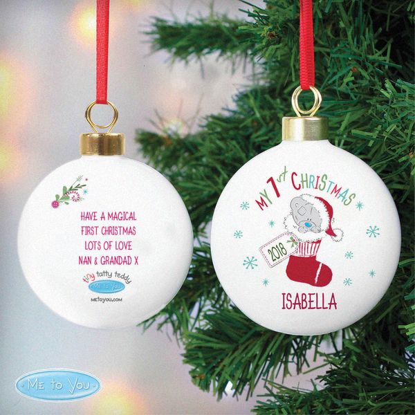 Modal Additional Images for Personalised Tiny Tatty Teddy My 1st Christmas Stocking Bauble