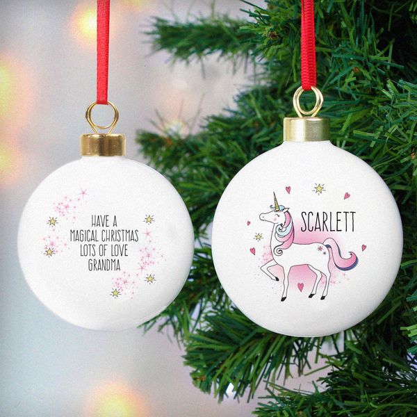 Modal Additional Images for Personalised Unicorn Bauble