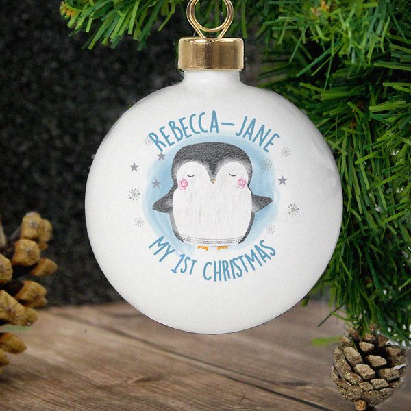 (image for) Personalised 1st Christmas Penguin Bauble - Click Image to Close