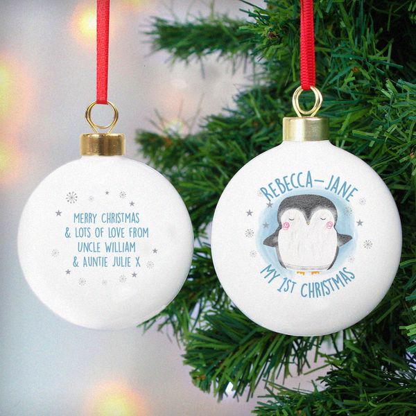 Modal Additional Images for Personalised 1st Christmas Penguin Bauble