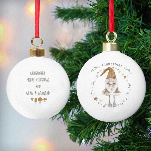(image for) Personalised Scandinavian Christmas Gnome Bauble - Click Image to Close