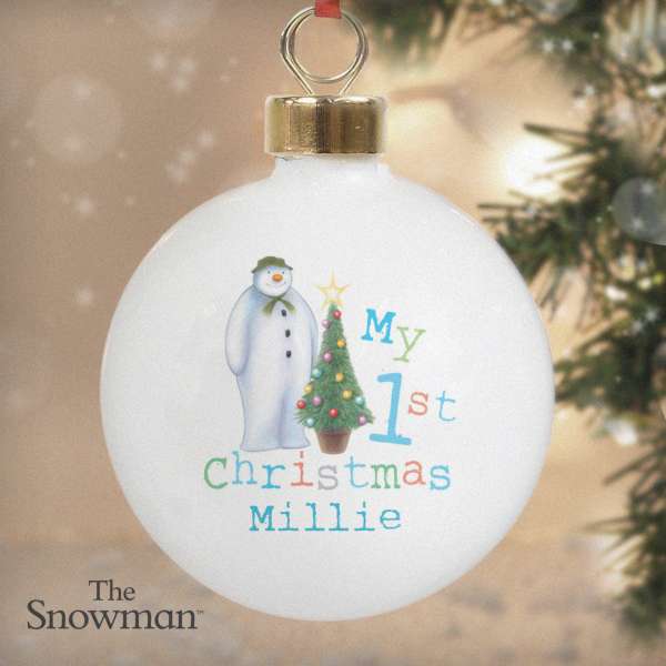 (image for) Personalised The Snowman My 1st Christmas Bauble - Click Image to Close