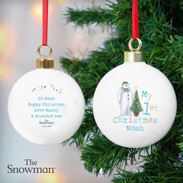 (image for) Personalised The Snowman My 1st Christmas Bauble - Click Image to Close