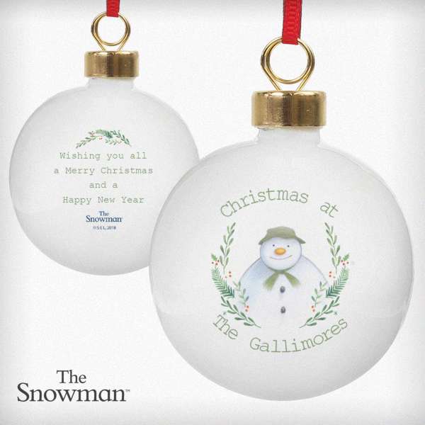Modal Additional Images for Personalised The Snowman Winter Garden Bauble