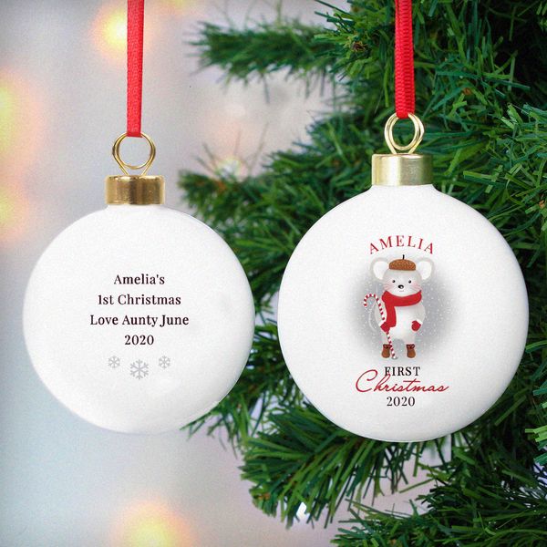 Modal Additional Images for Personalised '1st Christmas' Mouse Bauble