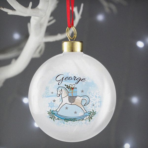 Modal Additional Images for Personalised Blue Rocking Horse Bauble