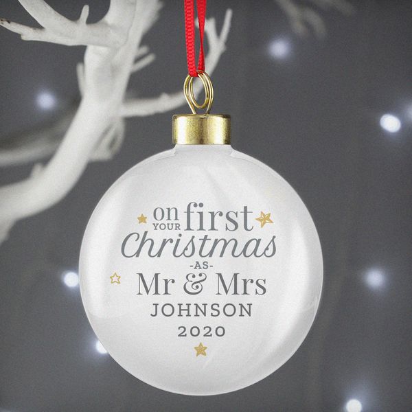 (image for) Personalised 'First Christmas as' Bauble - Click Image to Close