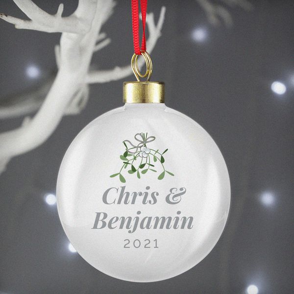 Modal Additional Images for Personalised Couples Mistletoe Bauble